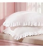 Bedsure White Ruffle Pillow Cases, Pillow Shams Standard Size Set of 2, Double Brushed Microfiber...