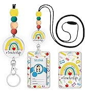 Rainbow Teacher Lanyards for Id Badges and Keys, ID Badge Holder with Breakaway Lanyard, Silicone...