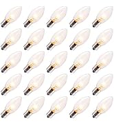 25 Pack 7W Clear Incandescent E17 Bulbs for Christmas String Lights - C9 Replacement Bulbs