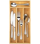 Conflech Silverware Organizer - Bamboo Kitchen Drawer Utensil Holder with 4 Slots (Natural)