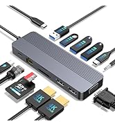 Docking Station 3 Monitors for HP/Dell/Lenovo/MacBook Laptop,13 in 1 USB C Hub, Computer Docking ...