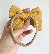 Cherssy Baby Muslin Hair Bows and Headbands, 10pcs Soft Nylon Hairbands for Newborn, Infants, Tod...