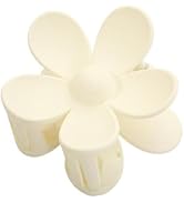 White Cute Flower Hair Claw Clips - Big Thick Scrunchie Hair Clips for Sweet Hairstyles