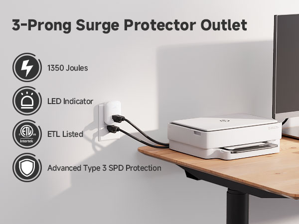 1350 Joules Single Outlet Surge Protector for TV, PC, Xbox, PS5, Refrigerator, Treadmill
