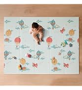 Nuby Reversible Baby Floor Mat - Foldable and Lightweight Foam Infant Play Mat - 77" x 58" - Easy...