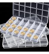 YOLAKIS 3 Pack Wax Seal Stamp Storage Box, 72 Slots Clear Organizer Case with 24 Grids Each for E...