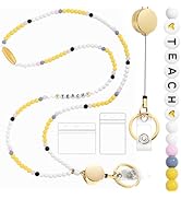 Toykee Lanyards for Id Badges and Keys for Women Teacher - Colorful Beaded Card Holders