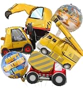 Construction Balloons, Large Digger Balloons for Construction Party Supplies Tractor Truck Foil M...