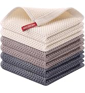 Kitinjoy 100% Cotton Kitchen Dish Cloths, 6 Pack Waffle Weave Ultra Soft Absorbent Dish Towels fo...