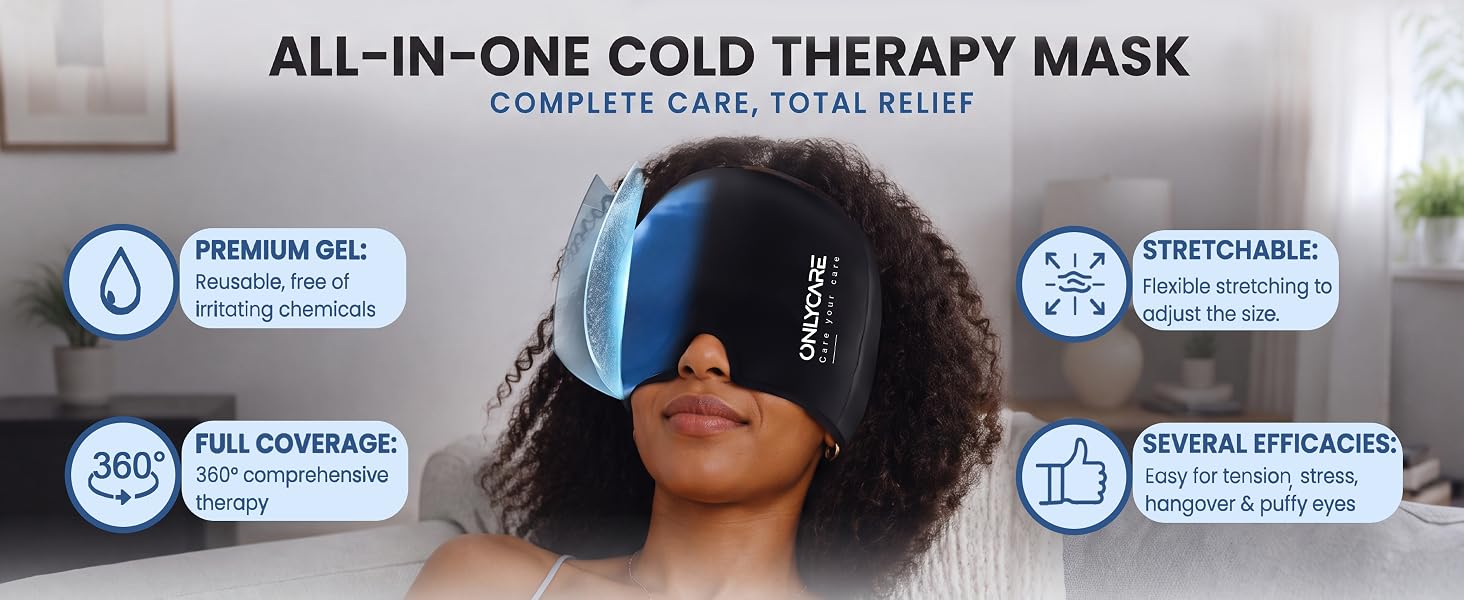 Migraine Relief Cap, Upgraded Headache Relief Cap with Odorless Reusable Gel