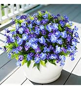 Artificial Impatiens Flowers for Outdoors, 6 Bundles Silk Fake Flowers for Spring Summer Decorati...
