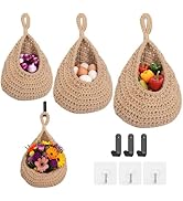 ShellKingdom Wall Hanging Baskets for Kitchen, 3 Pack Boho Handwoven Storage Teardrop Home Decora...