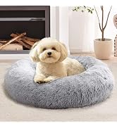 JOLLYVOGUE Small Calming Dog Bed, Anti-Anxiety Donut Cuddler Cat Bed with Anti-Slip Bottom, Fluff...