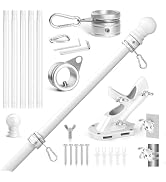 Anovo Flag Pole Kit- Stainless Steel Flag Poles with1 Inch Metal 360° Rotating Flag Pole Rings Cl...