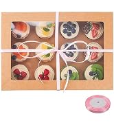 YunKo 6 Pack Dozen Cupcake Boxes Brown Cupcake Containers with Window Fit 12 Cupcakes or Muffins
