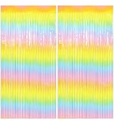 Easter Decorations Thicken Pastel Rainbow Streamers, 2 Pack 3.2 x 8.2 FT Pastel Birthday Decrorat...