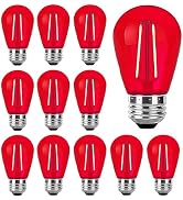 Sxminer 15 Pack S14 Red LED Bulbs Christmas Replacement Bulb 2W Outdoor LED String Light Bulbs E2...
