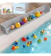 SEUNGCH Extra Long White Bathtub Splash Guard Splash Guard Silicone Toy Shelf Holder Prevent Wate...