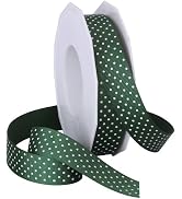 Morex Swiss Dot Polyester Grosgrain Ribbon, 7/8-Inch by 20-Yard Spool, Hunter