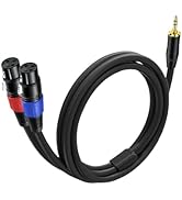 3.5mm TRS to 2 XLR Cable 3.3 FT, Unbalanced 1/8 TRS Male to Dual XLR Female, Y Splitter Aux to Du...