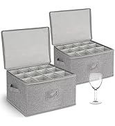punemi Wine Glass Storage Box, Glassware Storage Containers W/Rigid Top Side Bottom Support & Pad...