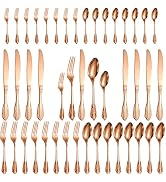 A · HOUSEWARE Retro Palace Rose Gold Silverware Set Stainless Steel Flatware Cutlery with Vintage...