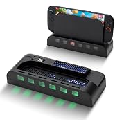 All-in-One Cooling Dock for Switch 2, RGB Stand with Smart Fan, Transparent Game Card Slots, USB ...