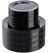 BESTSTAR 200PCS Black Plastic Plates Set, 100 10.25 inch Dinner Plates and 100 7.5 inch Dessert P...