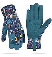 Womens Gardening Weeding Working Gloves, Leather Garden Glove for Women Thorn Proof No Stab for D...