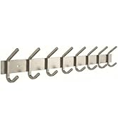SAYONEYES Coat Rack Wall Mount – Brushed Nickel 24 Inch Stainless Steel Hook Rail with 8 Heavy Du...