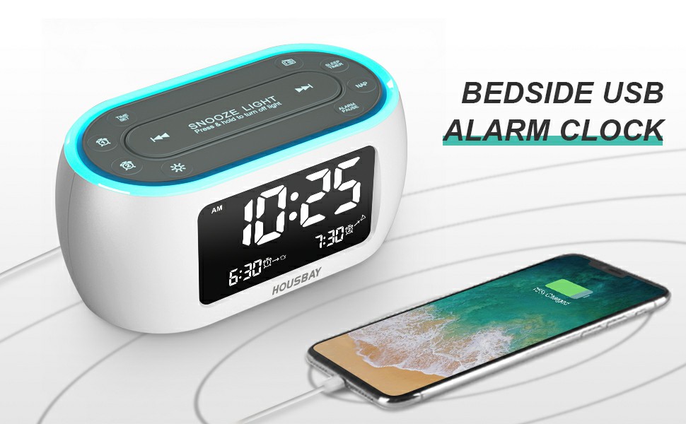alarm clock with USB charger
