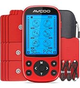 AVCOO Dual Channel TENS Unit Muscle Stimulator, 3-in-1 EMS Muscle Stimulator with 24 Modes & 40 L...