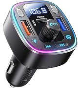 LENCENT Bluetooth 5.4 Car Adapter FM Transmitter 54W Fast Charging, Dual Mics, HiFi Bass Sound, 2...