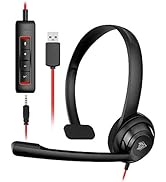 NUBWO HW02 USB Headset with Microphone Noise Cancelling &in-line Control, Ultra Comfort Computer ...