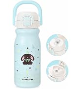 Mininoo 18oz Insulated Stainless Steel Kids Water Bottle for School, Bunny | 2-in-1 Straw & Spout...