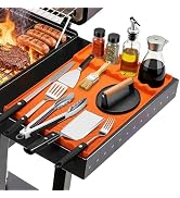 Silicone Grill Mat for Blackstone - BBQ Griddle Tools Side Mat with Drip Pad, Griddle Tools Mat f...