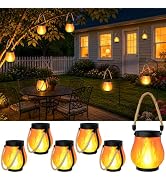 6 Pack Solar Lanterns Outdoor Waterproof, Solar Flame Lanterns with 2 Modes | Ultra-Real Flame, U...