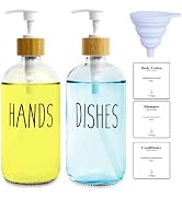 LOOCHICA 2 Pack Clear Glass Soap Dispenser with Plastic Pump, Transparent Dish and Hand Soap Disp...