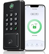 Veise DK012W Wi-Fi Fingerprint Smart Deadbolt Lock, Matte Black | Built-in Wi-Fi, APP Remote Cont...