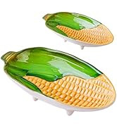 Gnlnkn Set of 2 Corn-Shaped Ceramic Serving Bowls - 12” & 10” Deep Bowls for Salads, Snacks, and ...