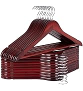 StorageWorks Wooden Coat Hanger, Wood Clothes Hangers 20 Pack, Dark Cherry Color, Natural Wood Ha...