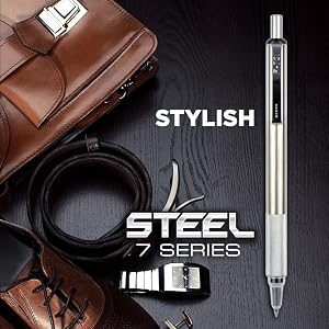 zebra steel 7 series, stainless steel pens, zebra pen, executive pen, stylish mechanical pencil
