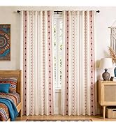 SpaceDresser Boho Curtains 84 Inch Length, Light Filtering Vintage Farmhouse Linen Curtains for L...
