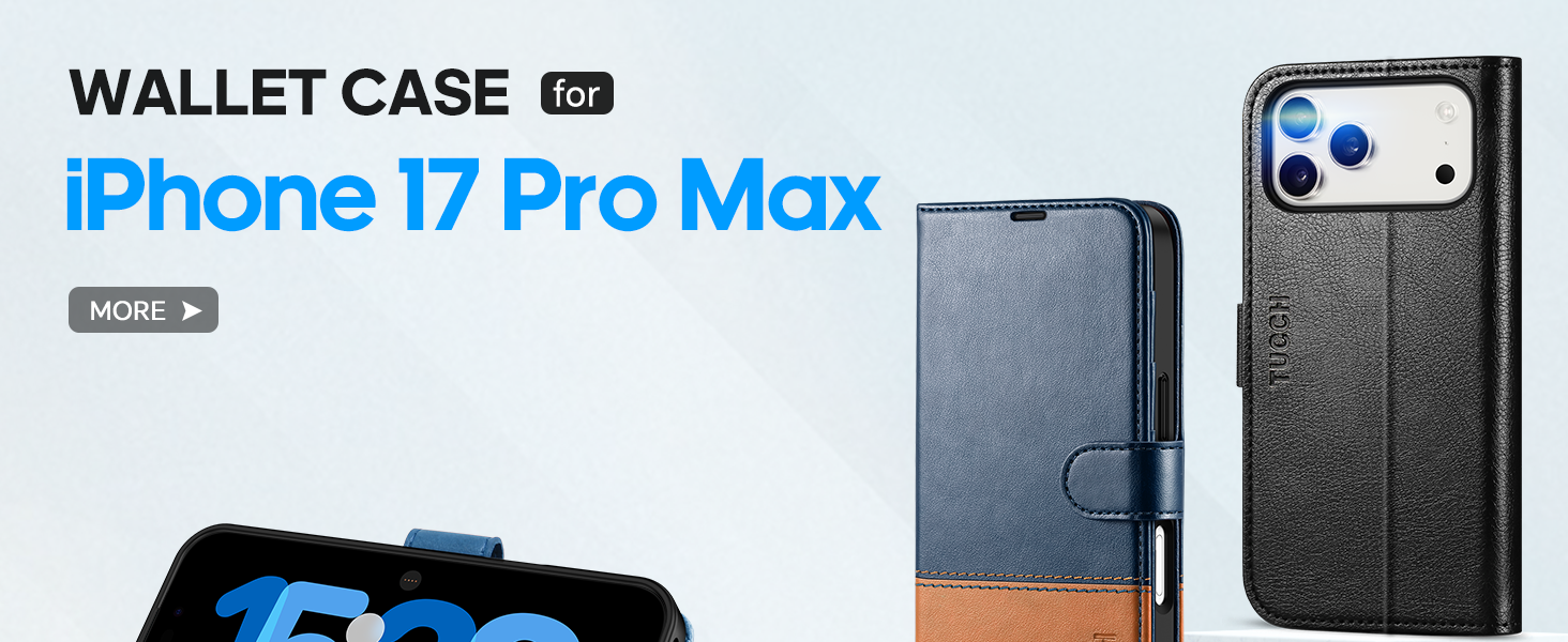 Wallet Case for iPhone 17 Pro Max (6.9") 2025, RFID Blocking 4 Card Holders