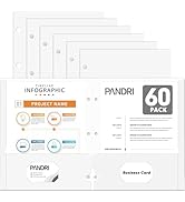 Two Pocket Portfolio Folders, PANDRI 60 Pack 3 Hole Punch 2 Pocket Folders for 3 Ring Binder, Let...