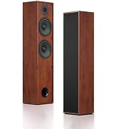 Elimavi Floor Standing Tower Speakers Pair, Dual 6.5" Woofers, 120W, Brown | 1" silk dome tweeter...