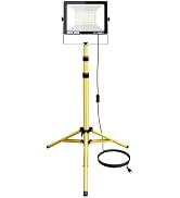 SKYWORLD LED Work Lights with Stand, 100W 10000 Lumen Waterproof LED Tripod Work Light, Portable ...