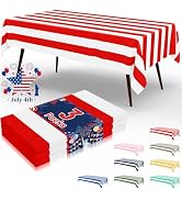 misaya 3 Packs Striped Disposable Table Cloth, 54 x 108 Inch Waterproof Rectangle Tablecloth, Lea...