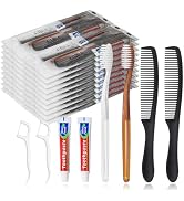 Gisdo 200pcs Disposable Toothbrushes with Toothpaste and Comb Floss Individually Wrapped,4-in-1 B...