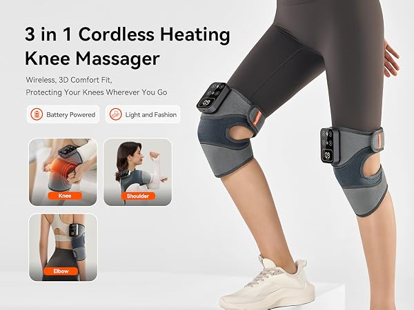 IKEEPFIT Cordless Knee Massager with Heat Vibration